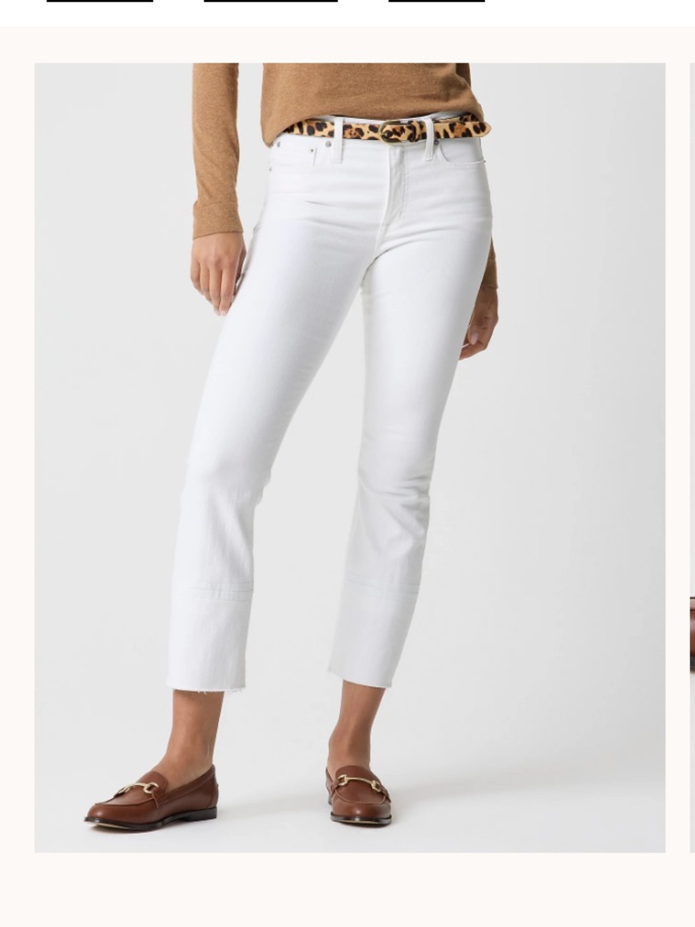 J. Crew Mid Rise Flare Crop White Jeans